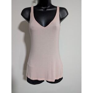 Tank Top V-Neck Sleeveless Casual Top Basic Layering Blush Pink Small